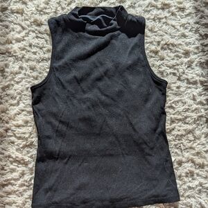 High neck black ribbed top